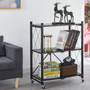 Mobilny składany regał metalowy na kółkach - 3 półki 71x39x89 cm - organizacja przestrzeni