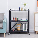 Mobilny składany regał metalowy na kółkach - 3 półki 71x39x89 cm - organizacja przestrzeni