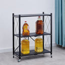 Mobilny składany regał metalowy na kółkach - 3 półki 71x39x89 cm - organizacja przestrzeni