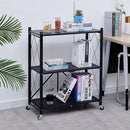 Mobilny składany regał metalowy na kółkach - 3 półki 71x39x89 cm - organizacja przestrzeni