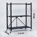 Mobilny składany regał metalowy na kółkach - 3 półki 71x39x89 cm - organizacja przestrzeni