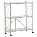 Mobilny składany regał metalowy na kółkach - 3 półki 71x39x89 cm - organizacja przestrzeni