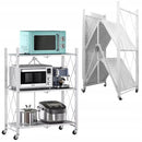 Mobilny składany regał metalowy na kółkach - 3 półki 71x39x89 cm - organizacja przestrzeni