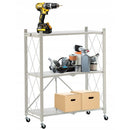 Mobilny składany regał metalowy na kółkach - 3 półki 71x39x89 cm - organizacja przestrzeni