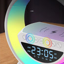 Wielofunkcyjna lampa LED RGB z ładowaniem bezprzewodowym, Bluetooth, zegarem i alarmem - 15W