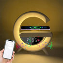 Wielofunkcyjna lampa LED RGB z ładowaniem bezprzewodowym, Bluetooth, zegarem i alarmem - 15W
