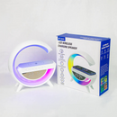 Wielofunkcyjna lampa LED RGB z ładowaniem bezprzewodowym, Bluetooth, zegarem i alarmem - 15W