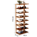 Szafka na Buty z 8 Półkami Brązowa 48x24x112cm - Organizer Obuwia do Sypialni i Przedpokoju
