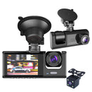 Kamera Samochodowa Potrójna 1080P Full HD - Widzenie Nocne, Czujnik G, Monitoring Parkingowy, Kąt 170°