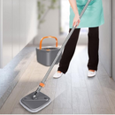 Zestaw Mop Obrotowy z Wiadrem i Separatorrem Wody, Uchwytem Ze Stali Nierdzewnej i 2 Głowicami Z Mikrofibry