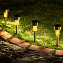 Zestaw 10 solarnych lamp ogrodowych LED - oświetlenie zewnętrzne, ciepła biel, wbijane w ziemię