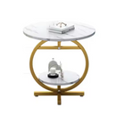 Okrągły stolik kawowy, 2 poziomy - Nowoczesny, elegancki design z efektem marmuru
