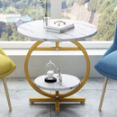 Okrągły stolik kawowy, 2 poziomy - Nowoczesny, elegancki design z efektem marmuru