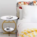 Okrągły stolik kawowy, 2 poziomy - Nowoczesny, elegancki design z efektem marmuru