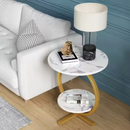 Okrągły stolik kawowy, 2 poziomy - Nowoczesny, elegancki design z efektem marmuru