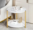 Okrągły stolik kawowy z 2 blatami do przechowywania - Nowoczesny, elegancki design
