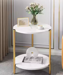 Okrągły stolik kawowy z 2 blatami do przechowywania - Nowoczesny, elegancki design