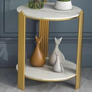Okrągły Stolik Kawowy z 2 Półkami i Metalową Ramą - Nowoczesny Design do Salonu