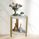 Okrągły Stolik Kawowy z 2 Półkami i Metalową Ramą - Nowoczesny Design do Salonu