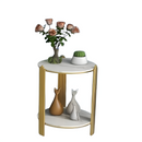 Okrągły Stolik Kawowy z 2 Półkami i Metalową Ramą - Nowoczesny Design do Salonu