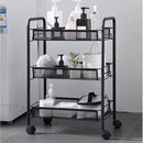 Mobilny regał metalowy na kółkach, 3 półki, czarny - wielofunkcyjna organizacja