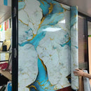 Samoprzylepna Folia Ścienna Imitacja Marmuru Pastelowy Błękit ze Złotem 0.6x3m - Design Premium