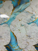 Samoprzylepna Folia Ścienna Imitacja Marmuru Pastelowy Błękit ze Złotem 0.6x3m - Design Premium