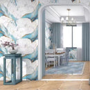 Samoprzylepna Folia Ścienna Imitacja Marmuru Pastelowy Błękit ze Złotem 0.6x3m - Design Premium