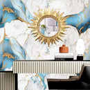 Samoprzylepna Folia Ścienna Imitacja Marmuru Pastelowy Błękit ze Złotem 0.6x3m - Design Premium