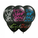Czarny Balon Happy Birthday z Lateksu Premium - Eleganckie Dekoracje na Urodziny
