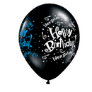 Czarny Balon Happy Birthday z Lateksu Premium - Eleganckie Dekoracje na Urodziny