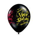 Czarny Balon Happy Birthday z Lateksu Premium - Eleganckie Dekoracje na Urodziny
