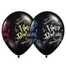 Czarny Balon Happy Birthday z Lateksu Premium - Eleganckie Dekoracje na Urodziny