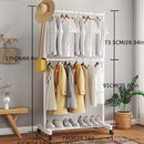 Stojak na ubrania z półkami i drążkiem na wieszaki, 73 x 42 x 175 cm, wielofunkcyjny organizer do sypialni, przedpokoju lub garderoby