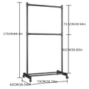 Stojak na ubrania z półkami i drążkiem na wieszaki, 73 x 42 x 175 cm, wielofunkcyjny organizer do sypialni, przedpokoju lub garderoby