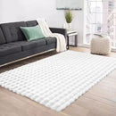 Puszysty Dywan z Futra Sztucznego Design 3D Bubble 180x230cm - Biały Nordycki do Salonu i Sypialni