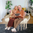 Podwójny Fotel Wiszący z Frędzlami - Fotel Boho do Domu i Ogrodu 130x70cm
