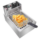 Profesjonalna Frytkownica Elektryczna 6L, Inox, 2500W – Termostat Regulowany, Pokrywa Przeciwbryzgowa