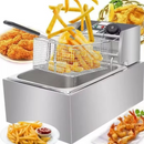 Profesjonalna Frytkownica Elektryczna 6L, Inox, 2500W – Termostat Regulowany, Pokrywa Przeciwbryzgowa