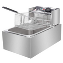 Profesjonalna Frytkownica Elektryczna 6L, Inox, 2500W – Termostat Regulowany, Pokrywa Przeciwbryzgowa
