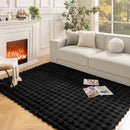 Dywan z Futra Sztucznego Design 3D Bubble Nordycki 180x230cm - Miękki i Puszysty do Salonu i Sypialni, Czarny