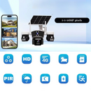Kamera Monitoringu Solarna 4G z 3 Obiektywami, Automatyczny Obrót, Inteligentne Śledzenie, Night Vision Kolor, Sterowanie z Telefonu V380 Pro