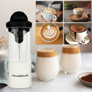 Elektryczny Spieniacz do Mleka 450ml, z Termoodpornym Szklanym Pojemnikiem, Gęsta i Jednolita Piana, Idealny do Cappuccino, Latte i Kawy