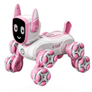 Interaktywny pies robot 2 w 1 z 8 kołami Mecanum, sterowaniem gestami i pilotem, obrót 360, LED i efekty dźwiękowe