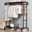 Metalowy organizer na ubrania z półkami, przechowywanie ubrań i butów, 149 x 109 x 50,5 cm czarny