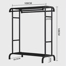 Metalowy organizer na ubrania z półkami, przechowywanie ubrań i butów, 149 x 109 x 50,5 cm czarny