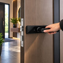 Inteligentny zamek Smart Lock do drzwi, odcisk palca, hasło i karta M1/IC, klawiatura dotykowa, czarny