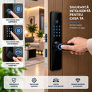 Inteligentny zamek Smart Lock do drzwi, odcisk palca, hasło i karta M1/IC, klawiatura dotykowa, czarny