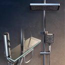 Inteligentny System Prysznicowy z Oświetleniem LED, Wyświetlaczem LED, Sterowaniem Termostatycznym, 4 Trybami Natrysku, Obrotem 360°, Słuchawką Prysznicową i Ukrytą Baterią, Bez Podłączenia Elektrycznego