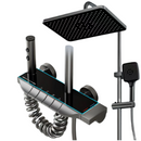 Inteligentny System Prysznicowy 4-w-1 z Wyświetlaczem LED Temperatury, Sterowaniem Termostatycznym, Głowicą Deszczową, Słuchawką Prysznicową 3 Tryby, Kaskadą, Zewnętrznym Bidetem i Obrotem 360